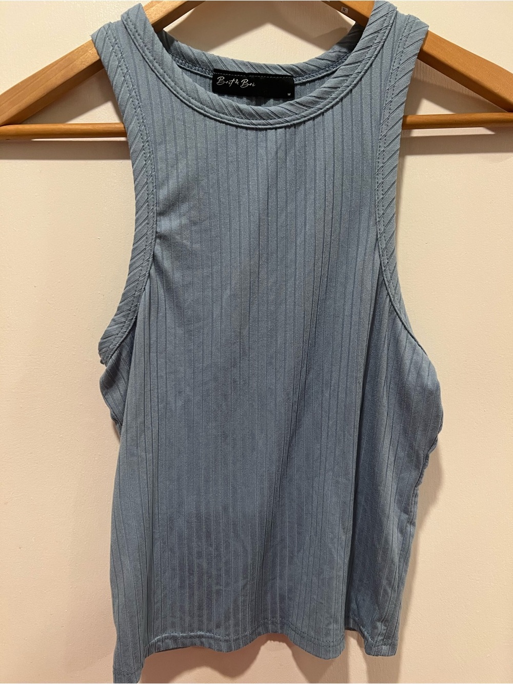 Brit & Bri Ribbed Racerback Tank - Dusty Blue
